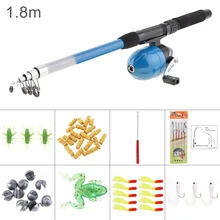 1,8 м рыболовная удочка Катушка линия комбо Полный комплект с карпом рыболовные приманки мягкие приманки рыболовный поплавок поворотный свинцовый вес и т. Д. Набор инструментов