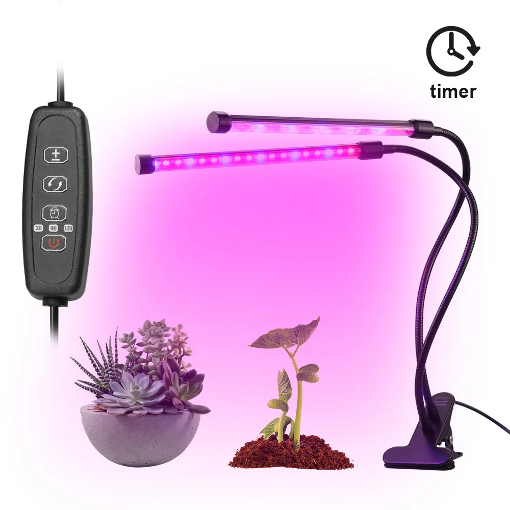 

LED Plant Grow Light Dual Head 18W Plant Lamp 36LED USB Times Double Adjustable Flexible Gooseneck for Indoor Plants Greenhouse
