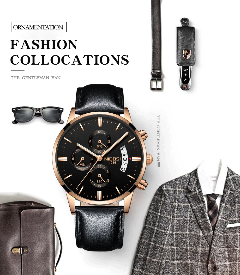 Relogio NIBOSI Watches Men Luxury Brand Wristwatches Fashionable Classic Men Watch Leather Strap Watches Waterproof Montre Homme (2)