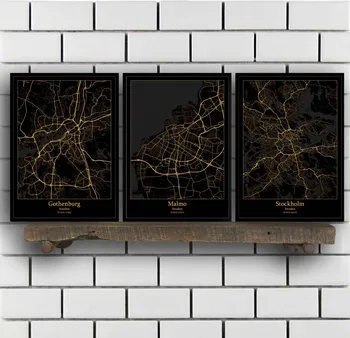 

Gothenburg Malmo Stockholm Sweden Map Poster