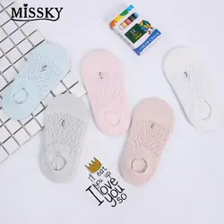 MISSKY 5 пар Дети стильный сетки дышащие низкие носки нескользящие Мягкий хлопок носки-башмачки