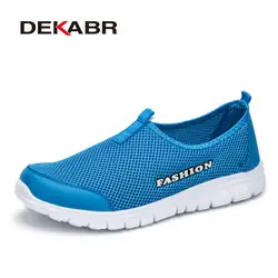 Dekabr/модные Летняя стильная обувь Для мужчин Повседневное сетки дышащая обувь легкая Удобная Slip-On Мужская обувь Большие размеры 34–46