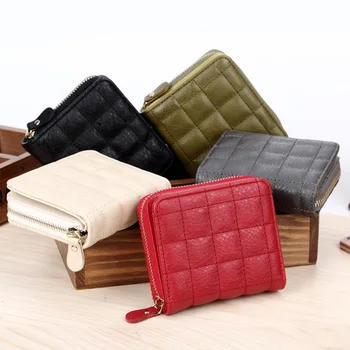 

High Quality Wallet Women Design Brand Mini Women's Purse Plaid Zipper Wallet Cute Purse Short Purse Sac Bolsas Feminina