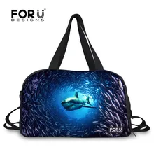 FORUDESIGNS Blue Sea Dolphin Shark Gym Bags Funny Women Luggage Travel Bags Large Capacity Duffel Tote Canvas Waterproof Handbag