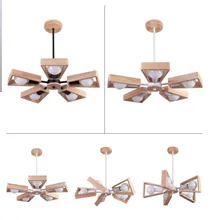 Современный светодиодный Люстра Творческий простой 3/6/8 головок твердой древесины лампы Потолочная люстра освещение для домашнего освещения Спальня Обеденная