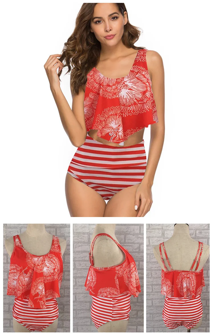 Plus-size-high-waist-floral-print-ruffle-tankini-Woman-swimsuit_05