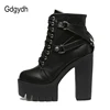 Gdgydh Fashion Black Boots Women Heel Spring Autumn Lace-up Soft Leather Platform Shoes Woman Party Ankle Boots High Heels Punk ► Photo 2/6
