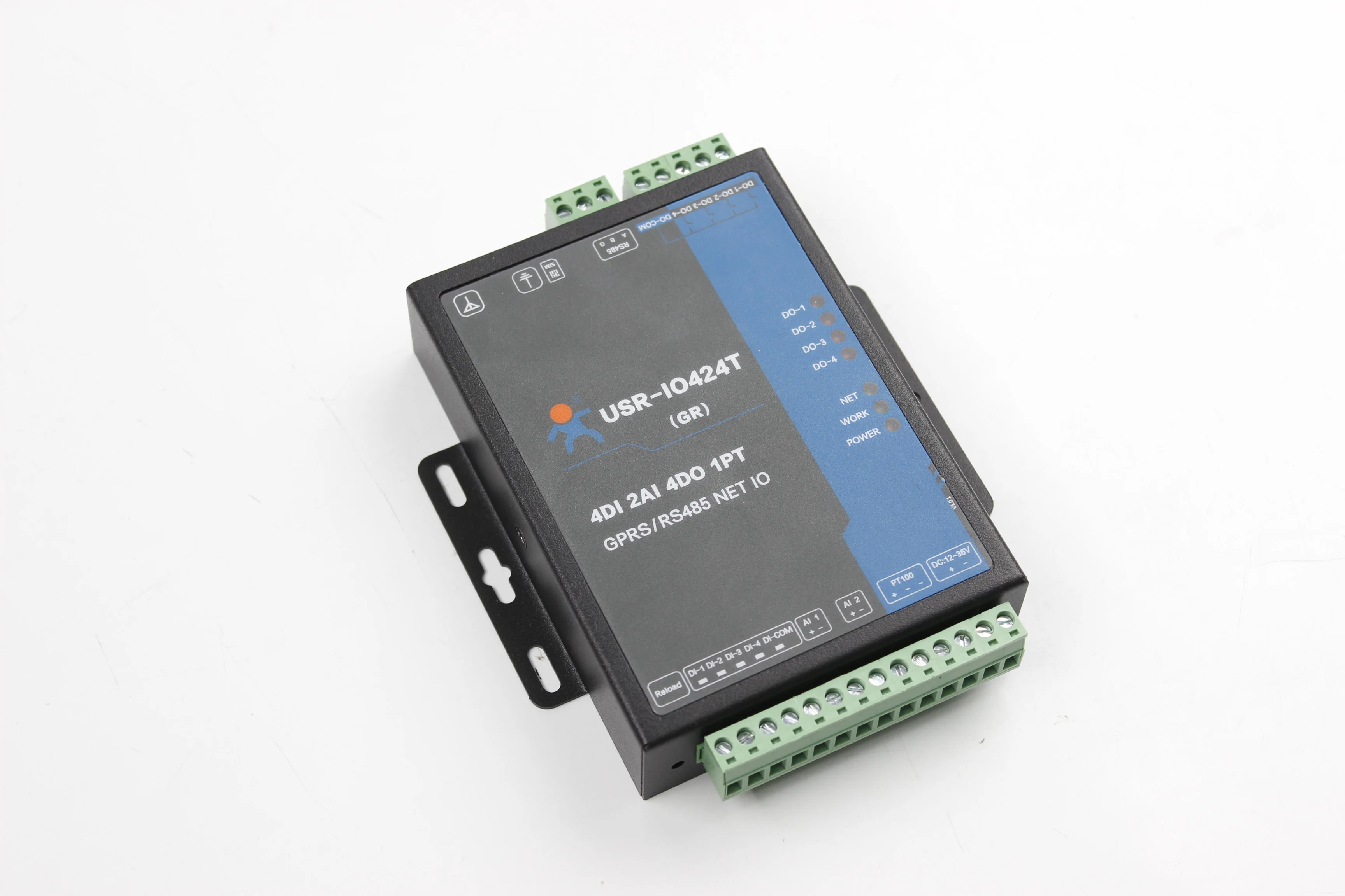 USR-IO424T-GR 4-канальный GPRS GSM сеть IO контроллер 4 способа обнаружения температуры Modbus TCP/RTU поддерживает 4 DI/4 DO/2AI/1PT