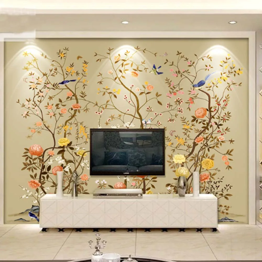 3D Wallpaper Birds flower Photo Mural Landscape Modern ...