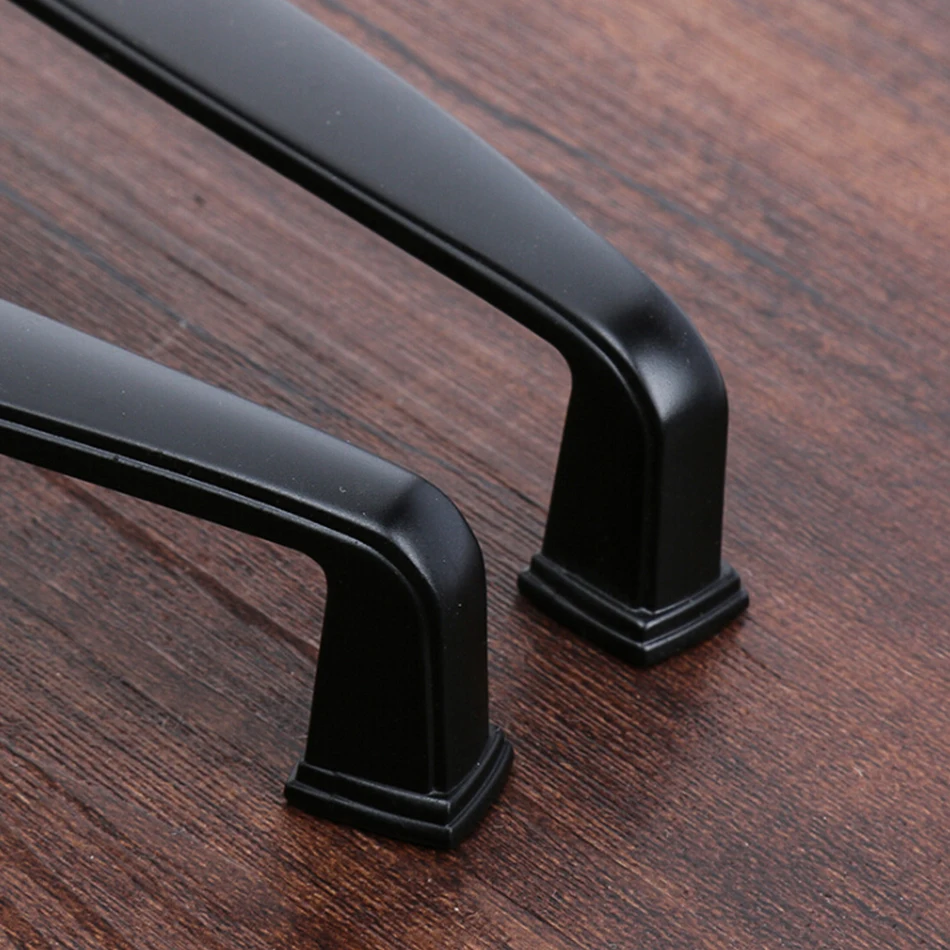 Solid matte black handle sand black contracted handle of drawer