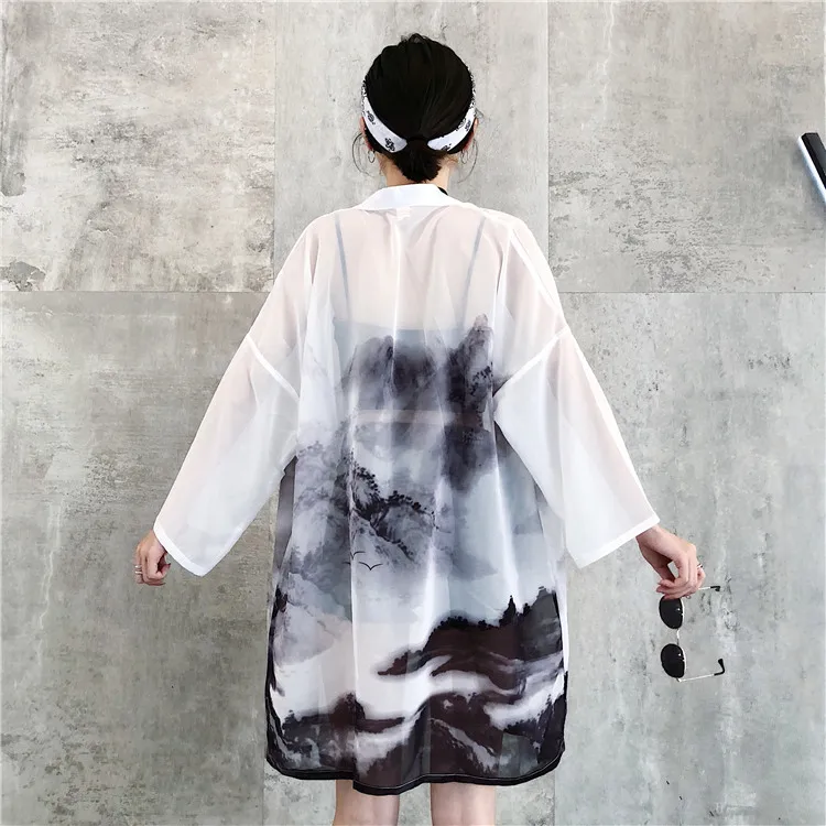 HARAJUKU chinese style digit print 2018 summer kimono cardigan feminino outerwear sun protection shirts womens (B1849)