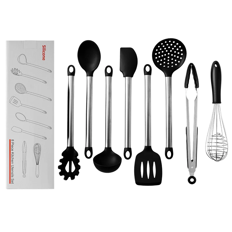 9PCS Stainless Steel Food Grade Silicone Cooking Spoon Soup Ladle-Egg Spatula Turner kitchen Tools Cooking Utensil Set 9PCS Stainless Steel Food Grade Silicone Cooking Spoon Soup Ladle-Egg Spatula Turner kitchen Tools Cooking Utensil Set