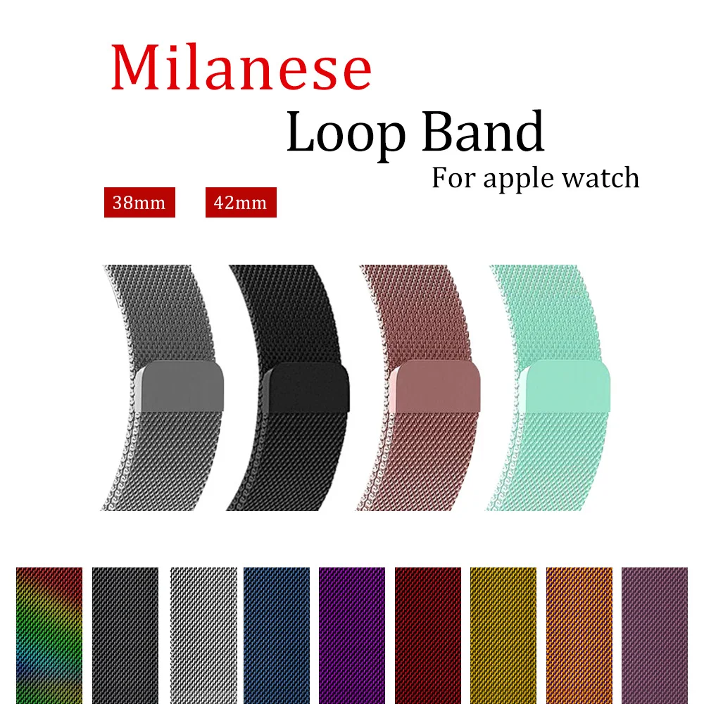 

Milanese Loop Link Bracelet Stainless Steel band For Apple Watch 42mm 38mm Bracelet 40mm 44mm strap for iwatch 4 1 2 3
