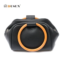 DUSUN роскошные сумки женские сумки Дизайнерские повседневные сумки большие круглые кольца ручная женская сумка-мессенджер для женщин черный мешок основной