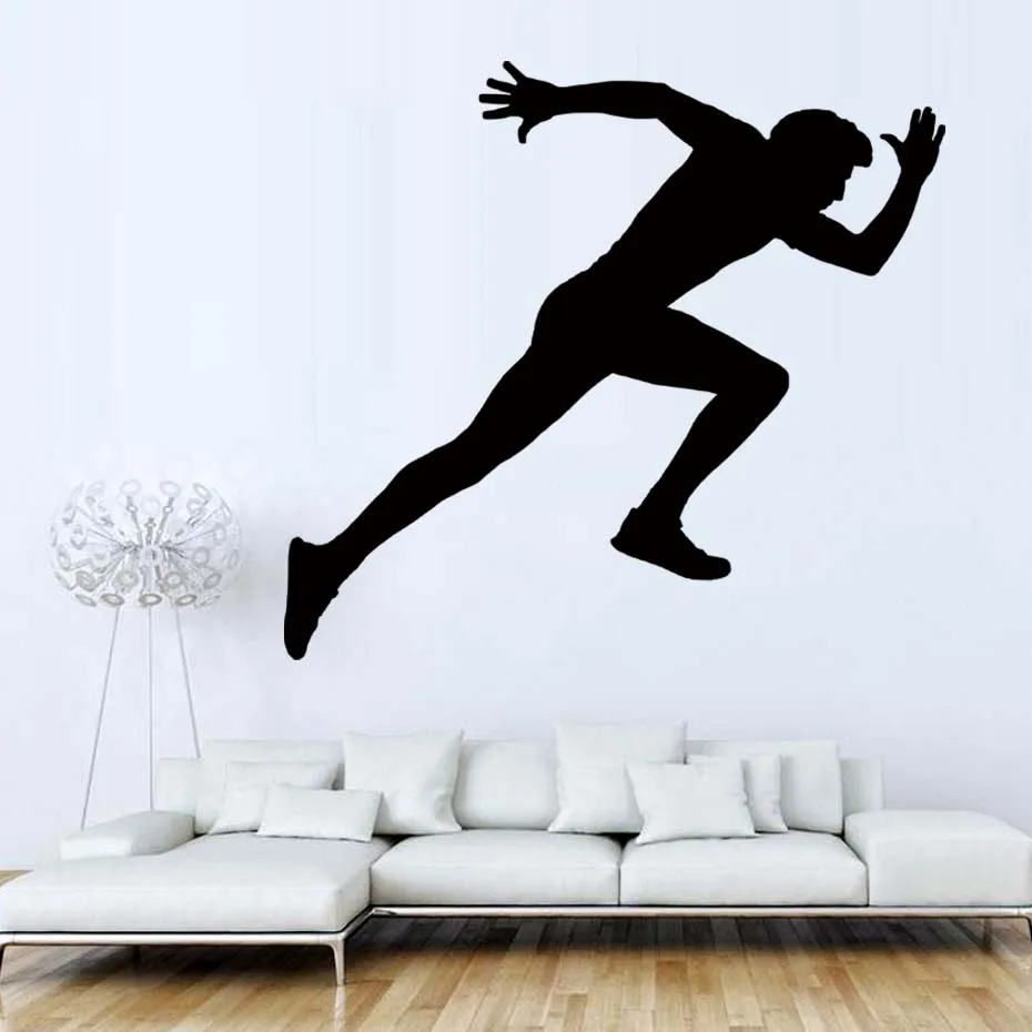 Running Man Fitness Pose Decal Vinyl Wall Sticker For Gym Room Living
