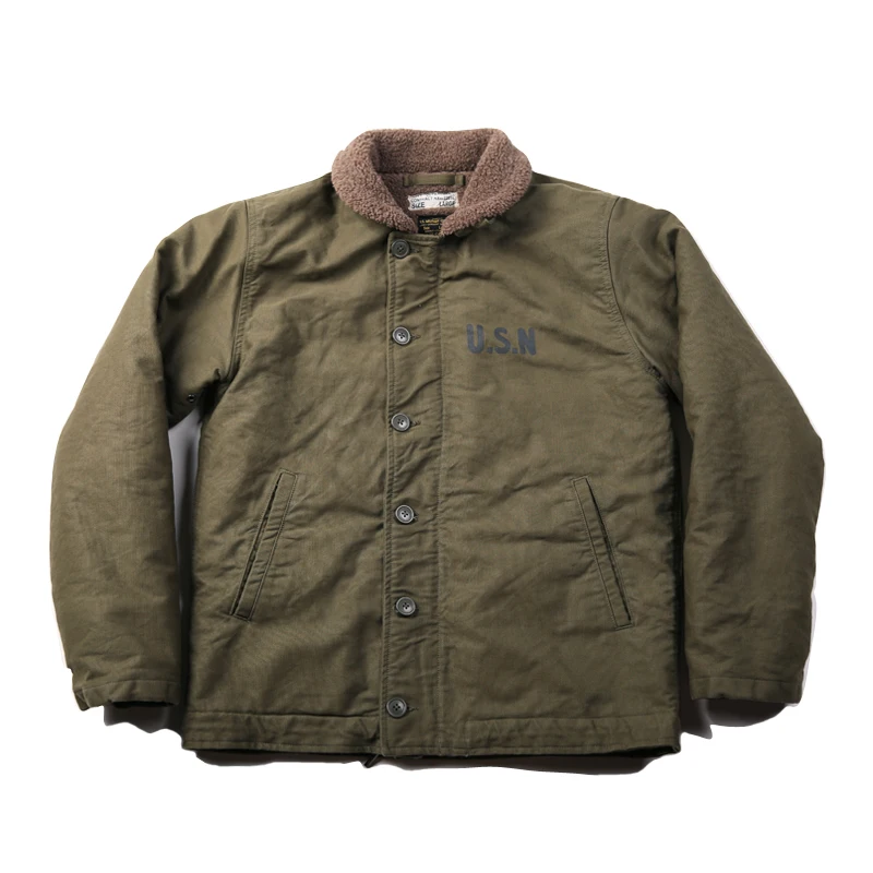  NON STOCK Vintage US Navy N-1 Deck Jacket Winter USN Men's Military Cotton Coat Slim Fit N1