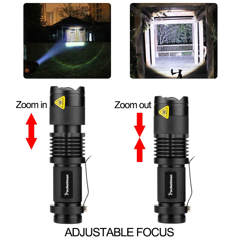 4000LM Мини светодиодный фонарик Q5 T6 светодиодный фонарик с регулируемым фокусом вспышка для зумирования лампы использовать 14500 и 18650 батарея