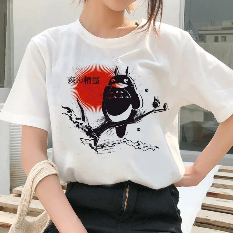 Футболка с рисунком из мультфильма «дух вдали Тоторо», женская футболка с изображением японского аниме, женская футболка kawaii Studio Ghibli Miyazaki Hayao femme