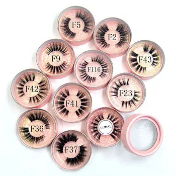 

50pcs mink lashes with pink round box +logo