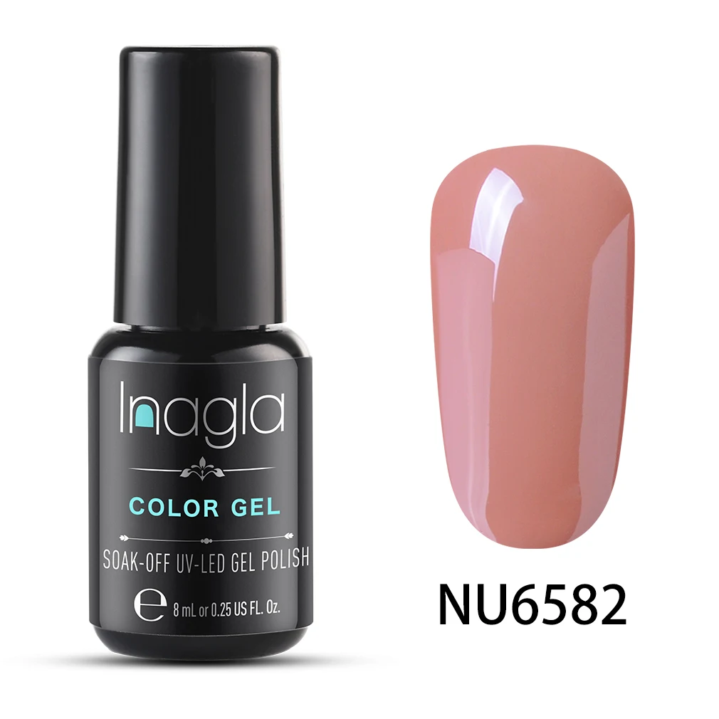 Inagla гель для ногтей 8 мл чистый цвет УФ светодиодный Гель-лак для ногтей долговечный Макарон замочить Гель-лак - Цвет: NU6582