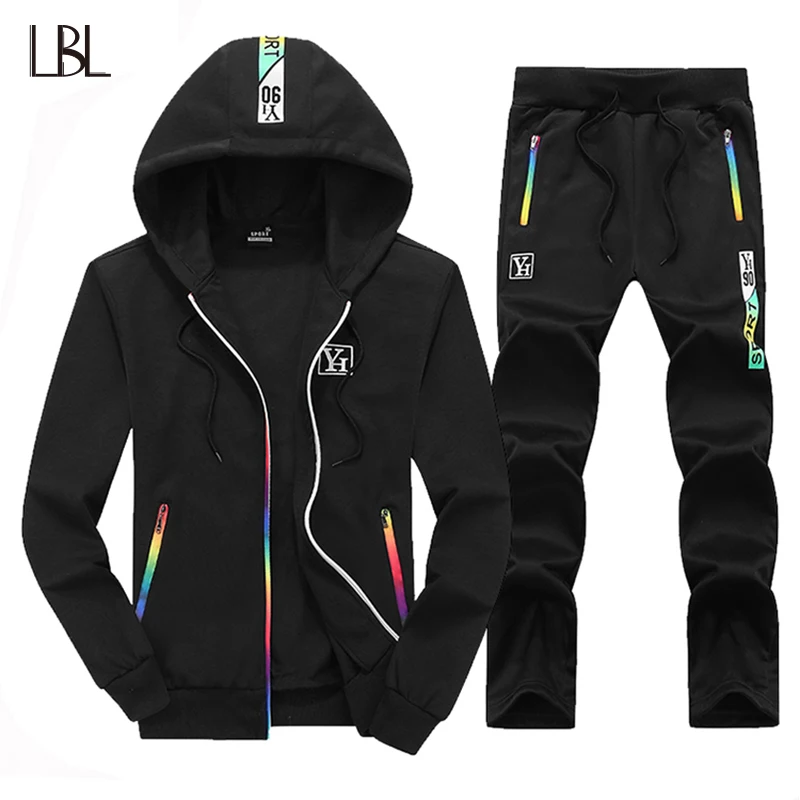 

LBL Slim Tracksuits Men Set Autumn Spring Zipper Hoodie Sweatsuits Streetwear Hooded Sweatshirts Sweartpants Two Piece Mens Sets