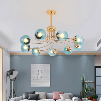 

Postmodern LED Glass Chandelier Lighting For Living Dining Room Home Bedroom Hanging Lamp Black or Gold Bracket Chandeliers E27