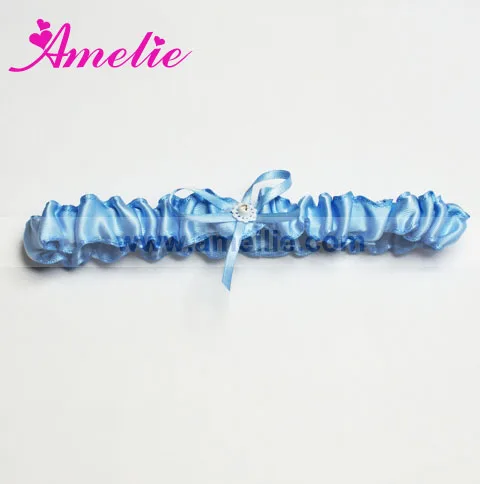 

Blue Satin Wedding Garter Bowknot Decoration Bridal Garter Keepsake Luxury Something Blue Gift