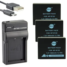 DSTE 3PCS NP-W126 NP-W126S Li-ion Camera Battery With USB Charger for Fuji HS50 HS35 HS33 HS30EXR XA1 XE1 X-Pro1 XM1 X-T10