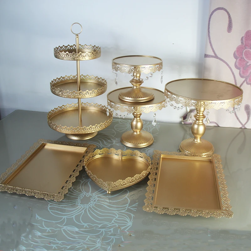 

7 pieces cupcake stand gold wedding party decoration supplier baking dinner/party baking tool