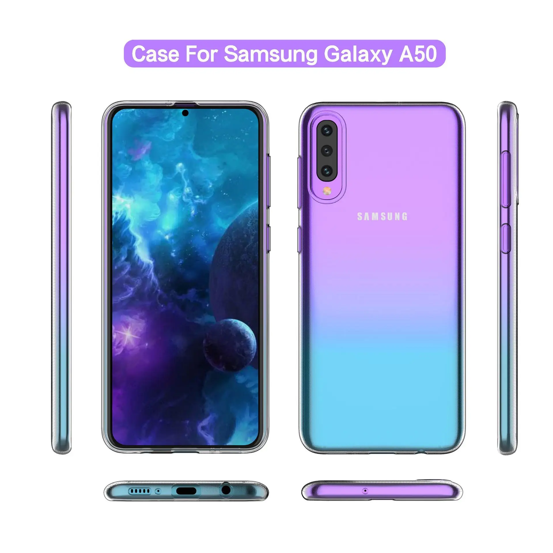 100 шт./лот для samsung Galaxy A10 A20 A30 A40 A50 A70 чехол для телефона ультра-тонкий прозрачный термопластичный полиуретан силиконовый чехол Coque Fundas Capa