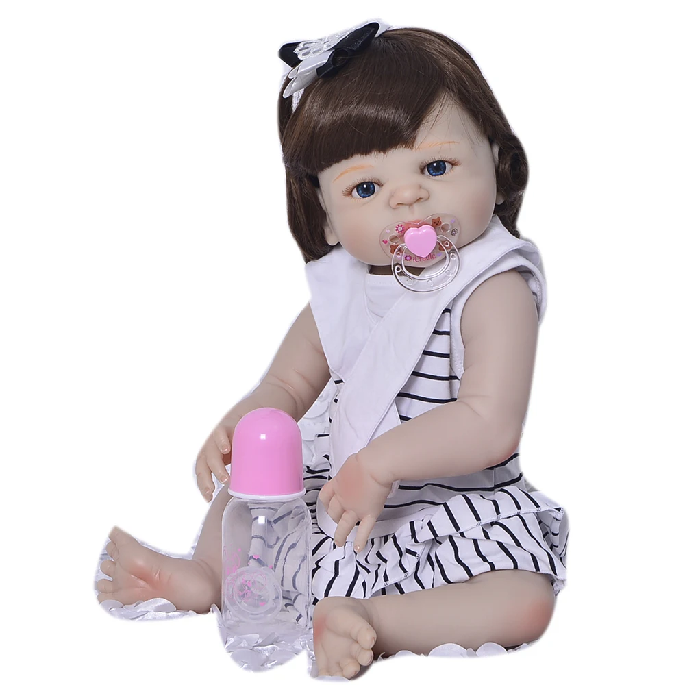 

2017 Truly 57 cm Reborn Dolls Full Body Silicone Vinyl Babies Toy For Girls Realistic 23'' Reborn Menina Bonecas Kids Playmates