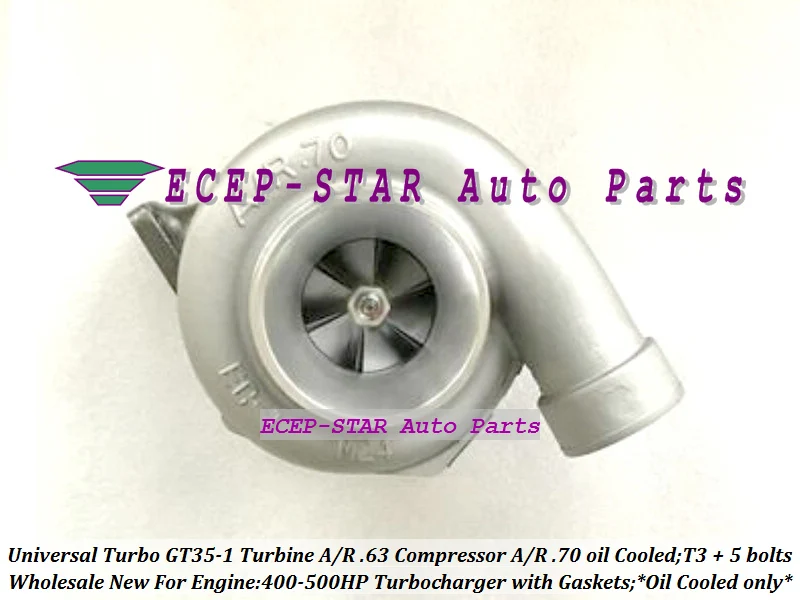 Universal Turbo Oil cooled only Turbocharger GT35-1 Turbine AR .63 Comp. AR 