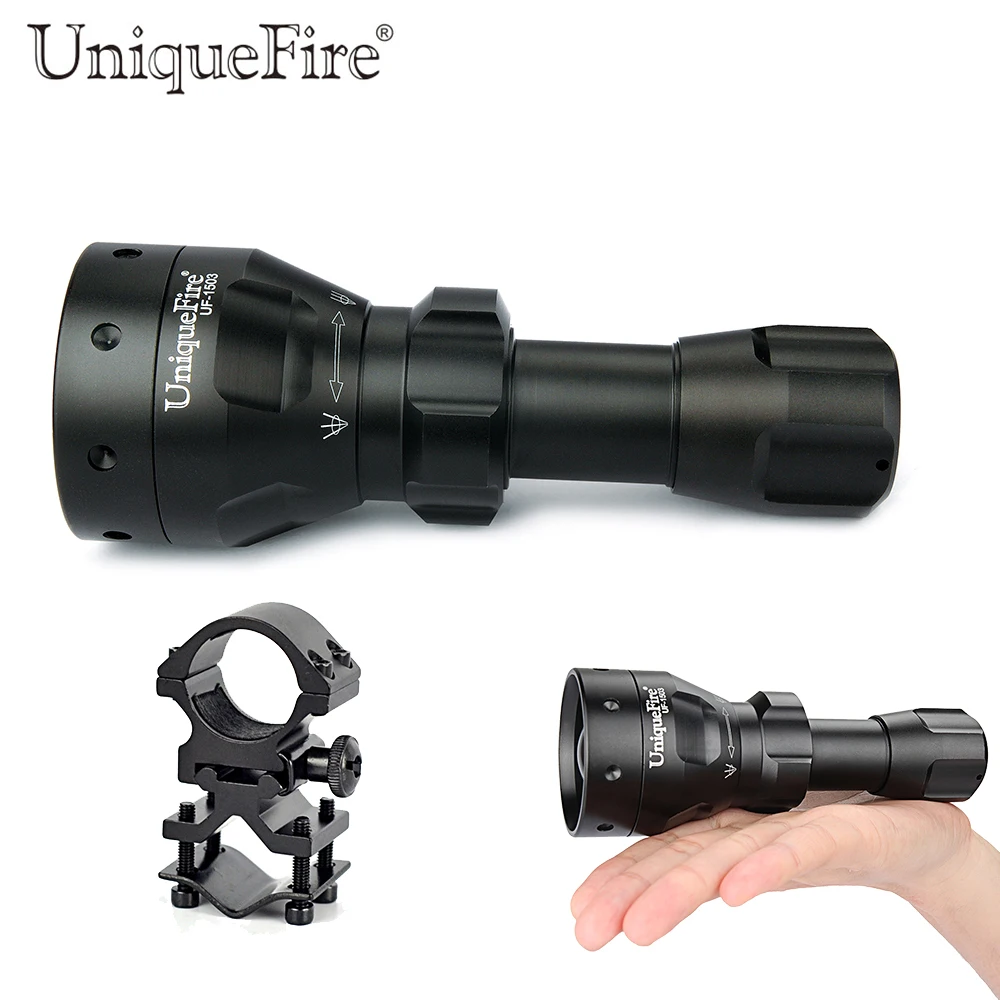 UniqueFire 1503 IR 850NM инфракрасный светодиод 3 Вт, водонепроницаемый, перезаряжаемый портативный Torche+ крепление для прицела 3 режима