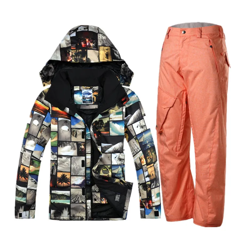 Gsou nieve traje de esquí de invierno para hombres chaqueta de esquí hombres snowboard esqui traje ski JAS Mannen montaña esquí ropa