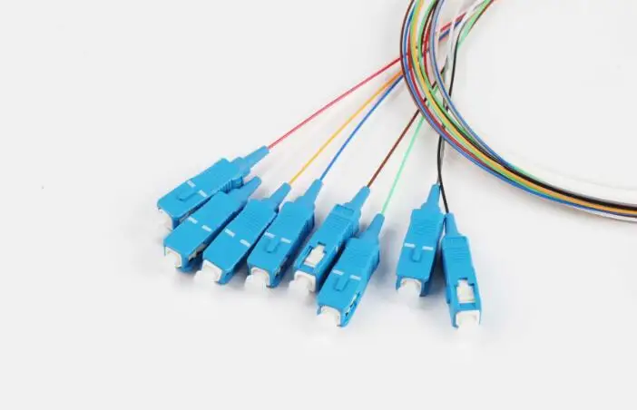 10 шт./партия SC PC UPC стальная минитруба типа PLC сплиттер 1:8 1x8 Разъем красочный косичка SC UPC APC