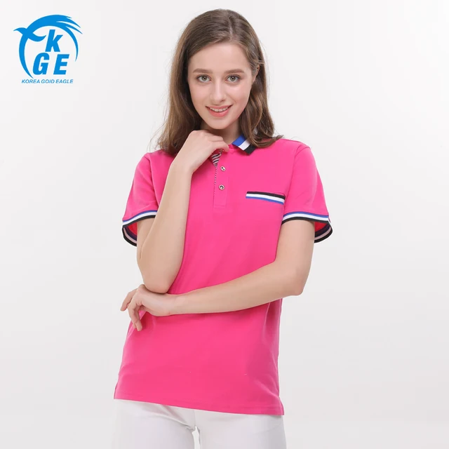 [Can Custom LOGO] Women 2017 OL Style Turn-Down Collar Polo Shirts 3 Spell Colors Fake Pocket Short Sleeve Office Top Gray Polos 1