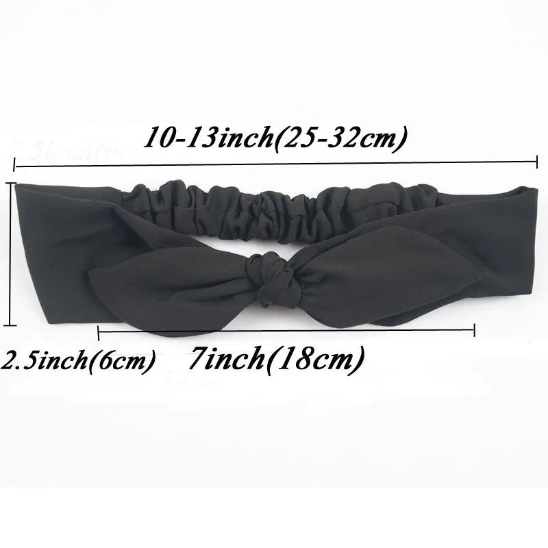 Plain Polyester Bunny Ears Headband For Women Female Elastic Bow Hairband Women's Headwear Hair Accessories повязка на голову