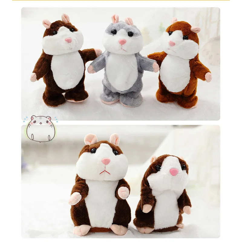 

Kid Favorite 17cm Lovely Will Nod Walk Talking Hamster Speak Talk Sound Record Repeat Stuffed Plush Animal Kawaii Hamster Toys