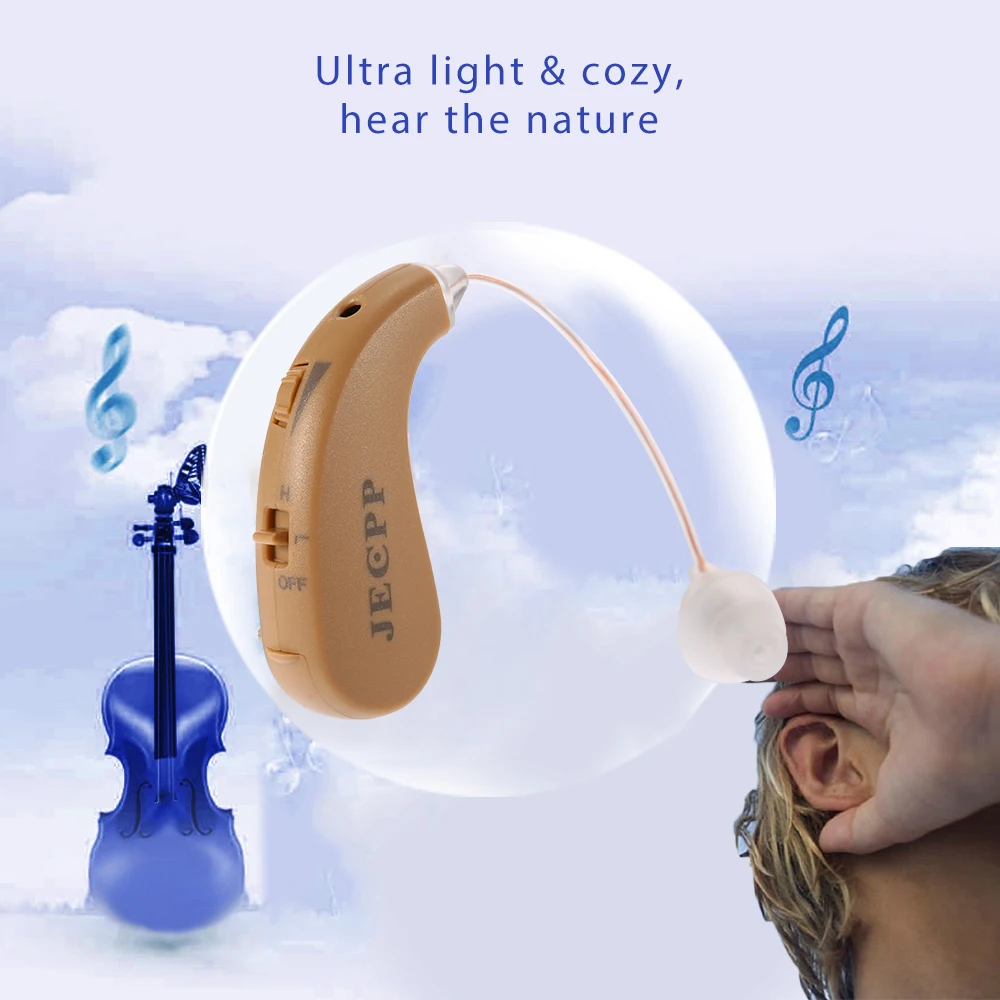 Мини слуховой аппарат Набор за ухом усилитель звука с УФ коробка высокой-низкой тон Чистящая щетка/затычки для ушей/кнопки батареи уход за