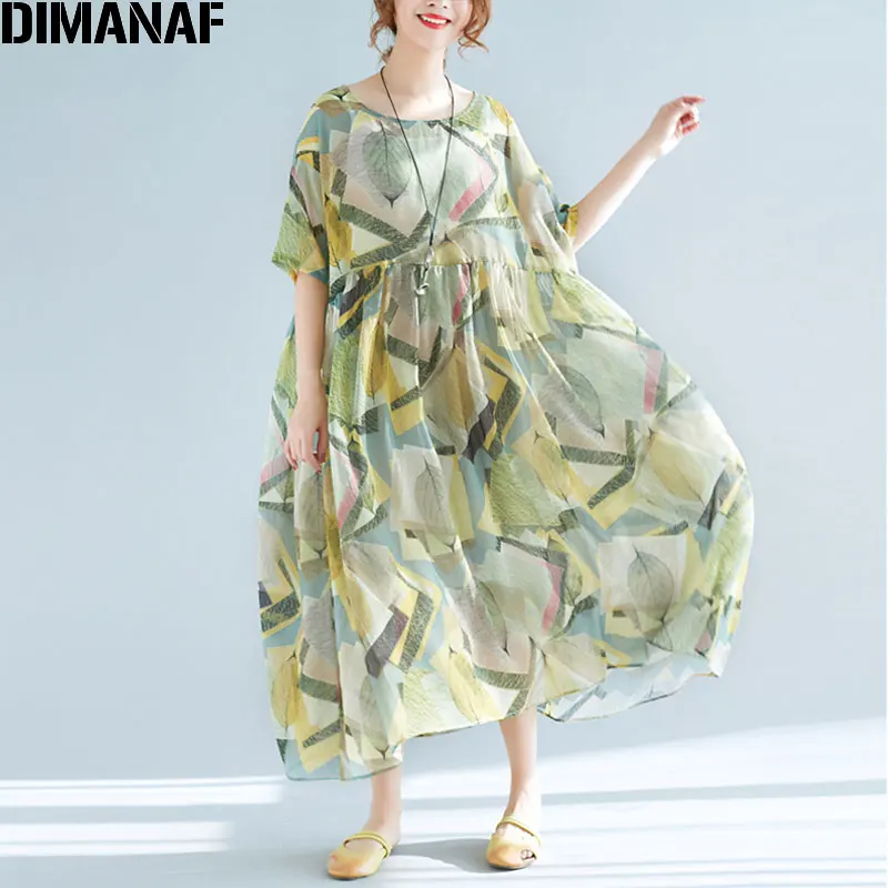 DIMANAF плюс размер летнее женское шифоновое платье ДРАПИРОВАННОЕ большой размер цветочное Гавайское лоскутное пляжное платье повседневные Элегантные платья
