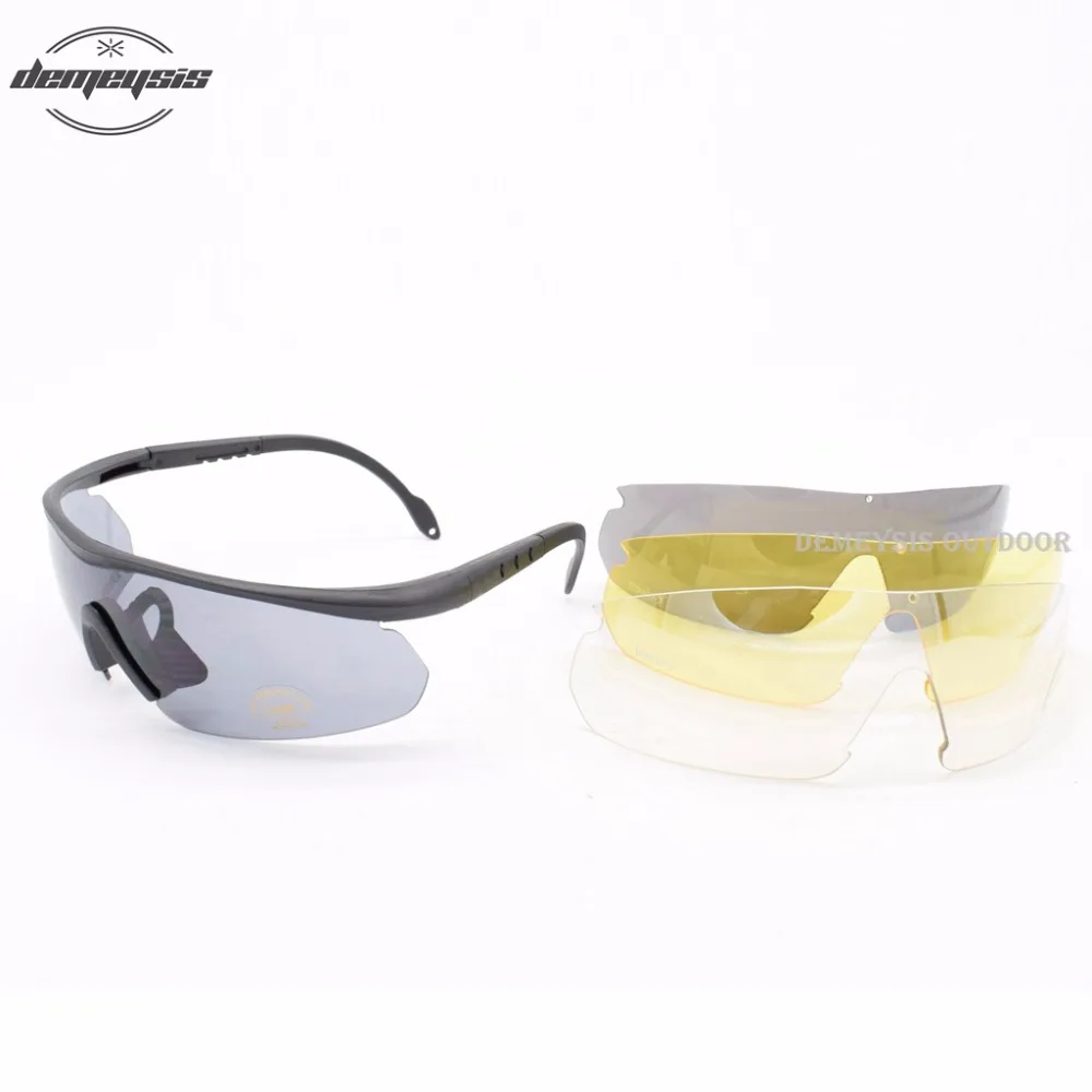 4 линзы очки тактические очки Защита глаз для страйкбола Пейнтбол Охота Стрельба UV400 тактические очки