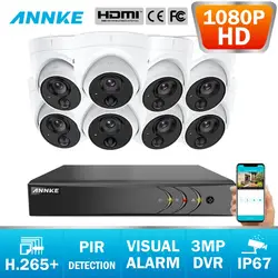 ANNKE Новый 8CH 3MP 5in1 CCTV DVR HD 8 шт. TVI безопасности Камера ПИР обнаружения IP67 открытый Камера Дома Видеонаблюдения Системы комплект