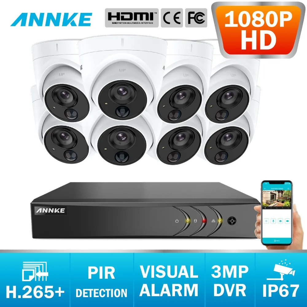 

ANNKE New 8CH 3MP 5in1 CCTV DVR HD 8PCS TVI Security Camera PIR Detection IP67 Outdoor Camera Home Video Surveillance System Kit