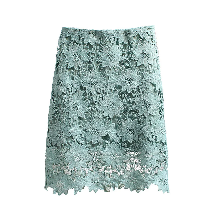 

Summer Lace Skirt Women Elegant High Waist Pencil Skirts 2018 Fashion Korean Style Hollow Out 2019 Office Ladies Skirts