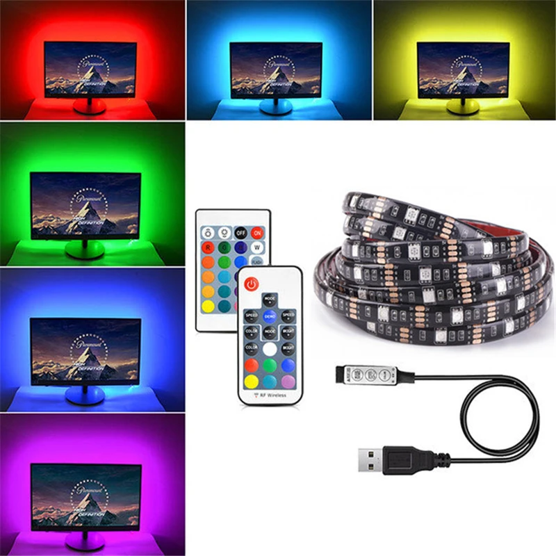 

DC5V USB LED Strip 5050 RGB Flexible Light 1M 2M 3M 4M 5M TV Background Lighting RGB Adhesive Tape IP65 Waterproof