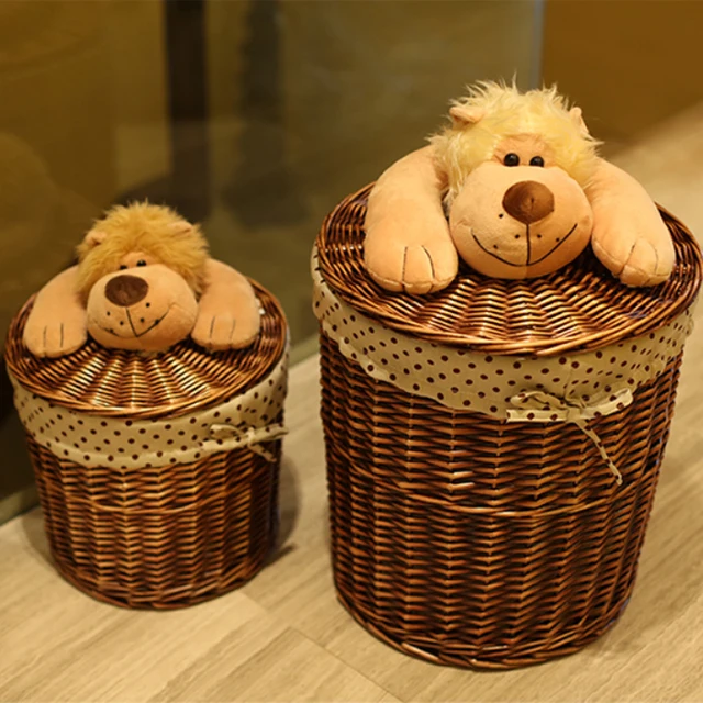 Round wicker basket organizer for Toys Clothes Neatening small large