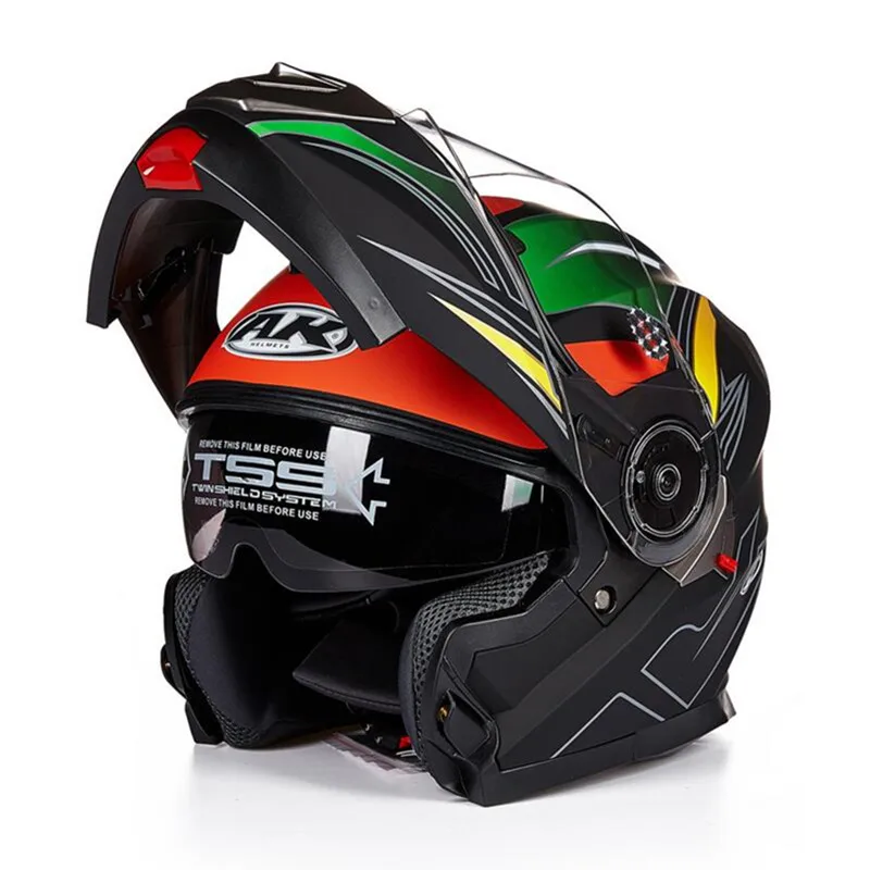 Лучшие продажи, безопасный шлем для всего лица, мотоциклетный шлем, откидной модульный шлем с внутренним солнцезащитным козырьком, мотоциклетный шлем - Цвет: Matte Black Decal