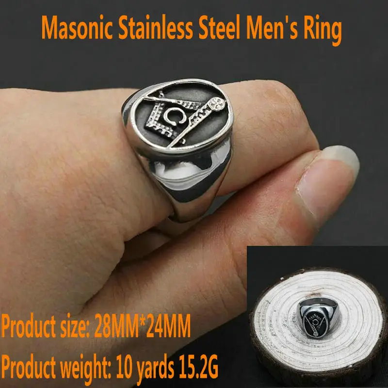 cheap Men #039;s stainless steel ring European and American Masonic Titanium Steel Ring