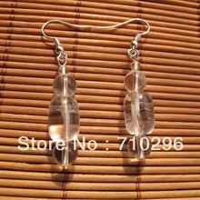 Цена оптовой продажи 10 пар/лот натуральный ясно кристалл кварца драгоценного камня Ювелирные изделия серьги