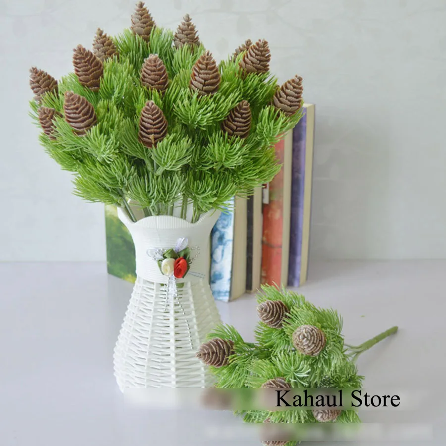 Pl谩stico artificial Pino 7 ramas pi帽ones conos plantas falsas 谩rbol para decoraci贸n de fiesta de Navidad hierba falsa Navidad decoraci贸n del hogar Pl谩stico artificial Pino 7 ramas pi帽ones conos plantas falsas 谩rbol para decoraci贸n de fiesta de Navidad hierba falsa Navidad decoraci贸n del hogar